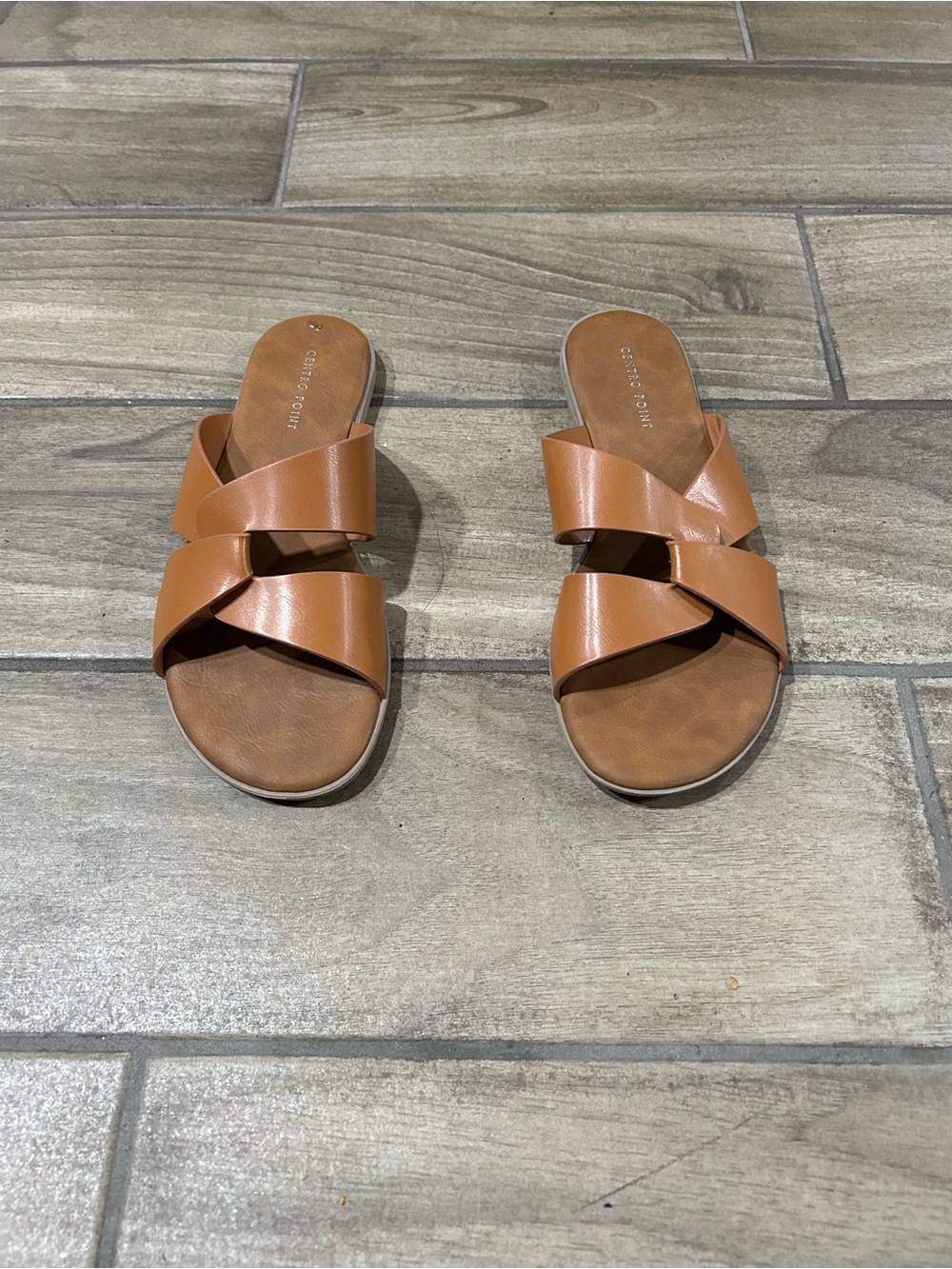 Classic Tan Crisscross Slide Sandals - Women